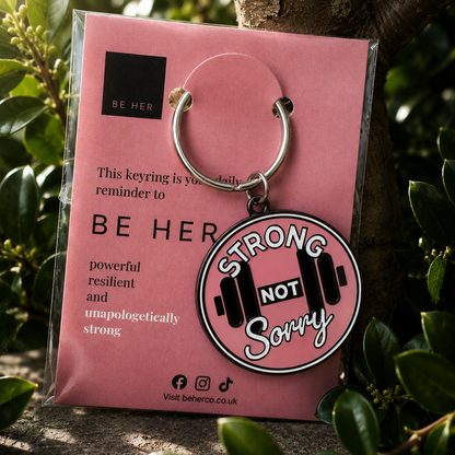 Strong Not Sorry Enamel Keyring - 40mm Dumbbell Design (3 colourways)