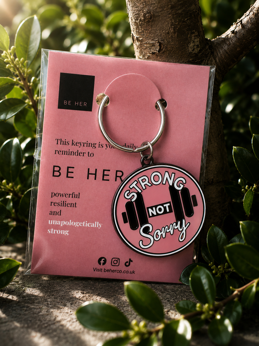 Strong Not Sorry Enamel Keyring - 40mm Dumbbell Design (3 colourways)