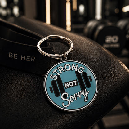 Strong Not Sorry Enamel Keyring - 40mm Dumbbell Design (3 colourways)