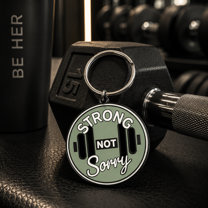 Strong Not Sorry Enamel Keyring - 40mm Dumbbell Design (3 colourways)