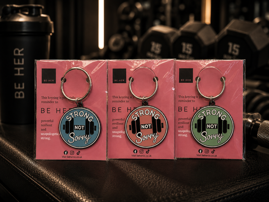 Strong Not Sorry Enamel Keyring - 40mm Dumbbell Design (3 colourways)